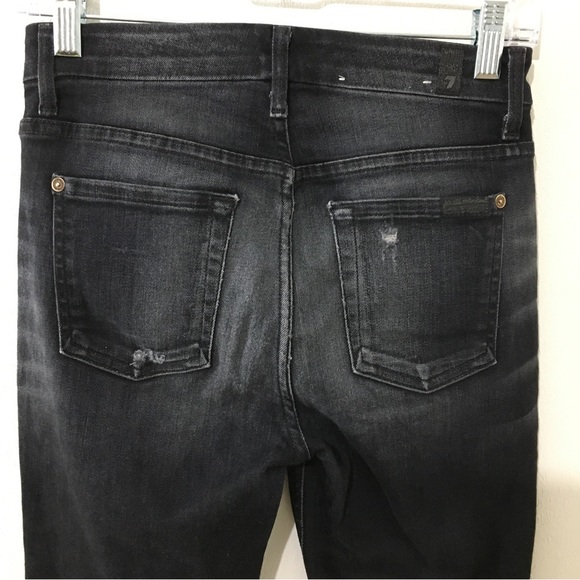 7 for all Mankind Black Distressed High Waist Skinny Jeans. Size 25. - Picture 5 of 6
